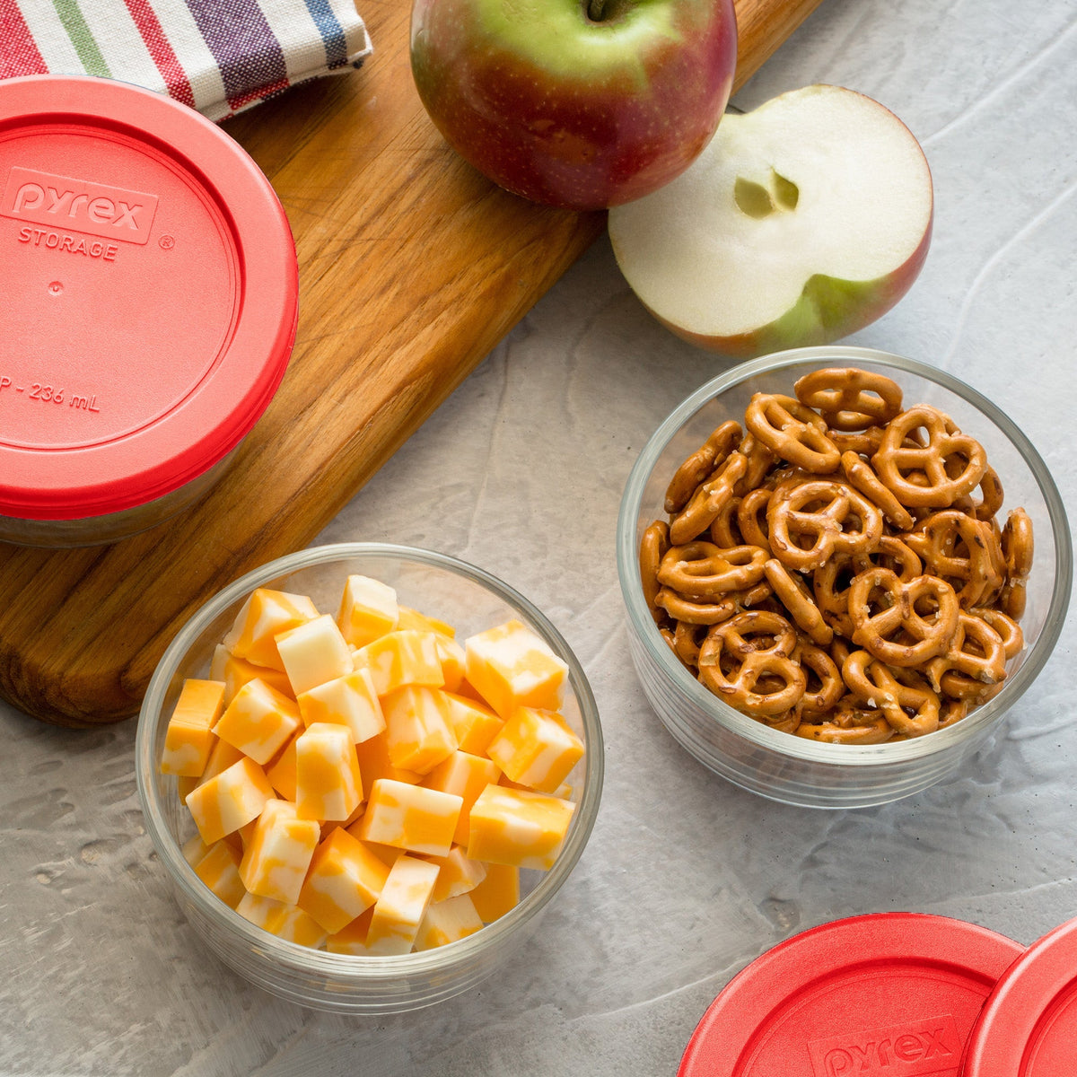 Pyrex® Simply Store® 6-piece Glass Food Storage Container Set with Red Lids