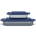 Pyrex® Colors Sculpted Tinted 4-piece Baking Set with Plastic Lids, Smoke