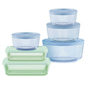 Pyrex® Simply Store® Tinted 12-piece Storage Set with Plastic Lids, Green and Blue