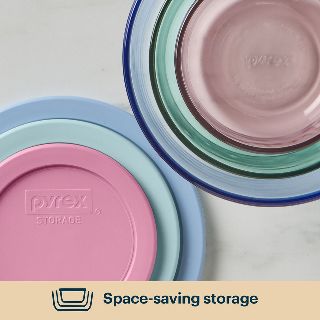 Pyrex® Simply Store® Tinted Glass Round Storage Containers, 6-pc Set, Mixed Colors