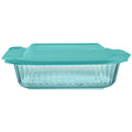 Pyrex® Sculpted Tinted Glass 8" Square Baking Dish with Lid, Aqua