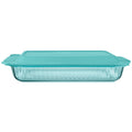 Pyrex® Sculpted Tinted Glass 3QT Oblong Baking Dish with Lid, Aqua