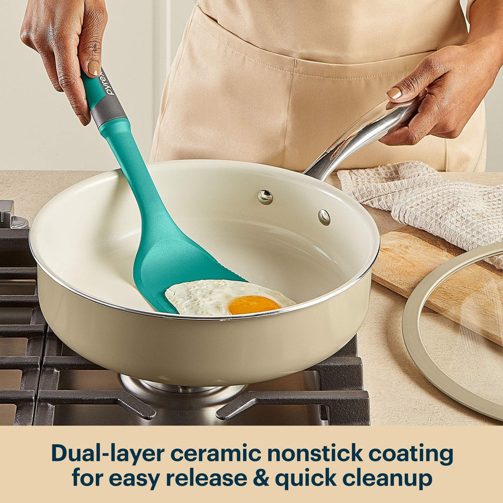 Pyrex® Ceramic Cookware 10.8-in/3.5qt Deep Fry Pan with Lid
