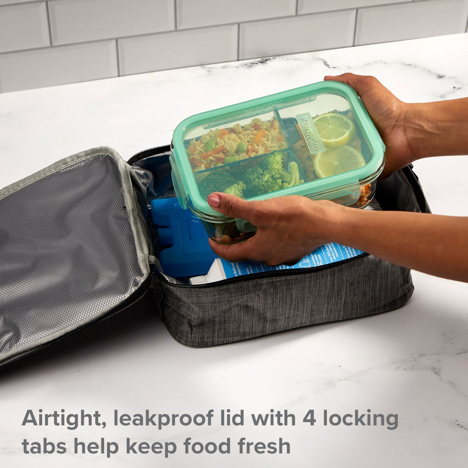 Snapware® MealBox™ 3.8-cup Divided Glass Storage Container with Lid