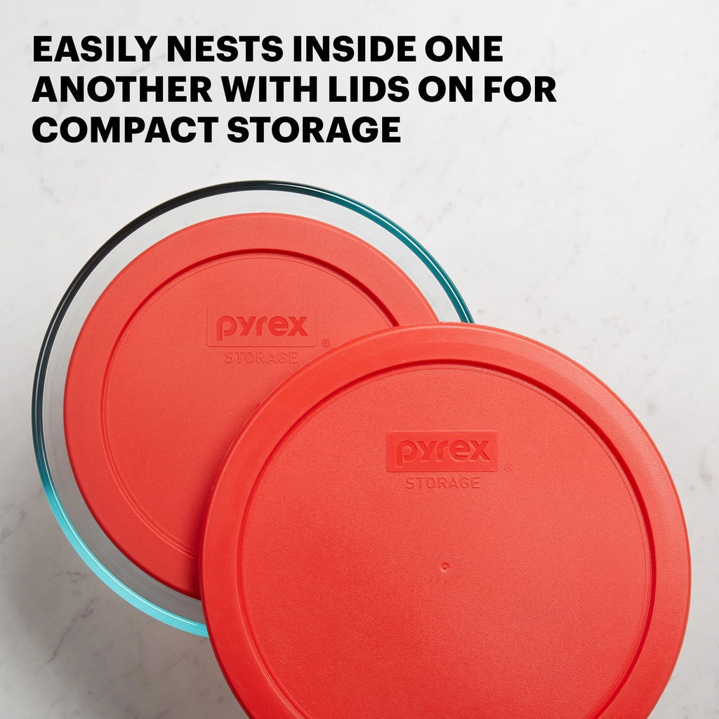 Pyrex® Simply Store® 6-piece Round Glass Storage Set with Red Lids