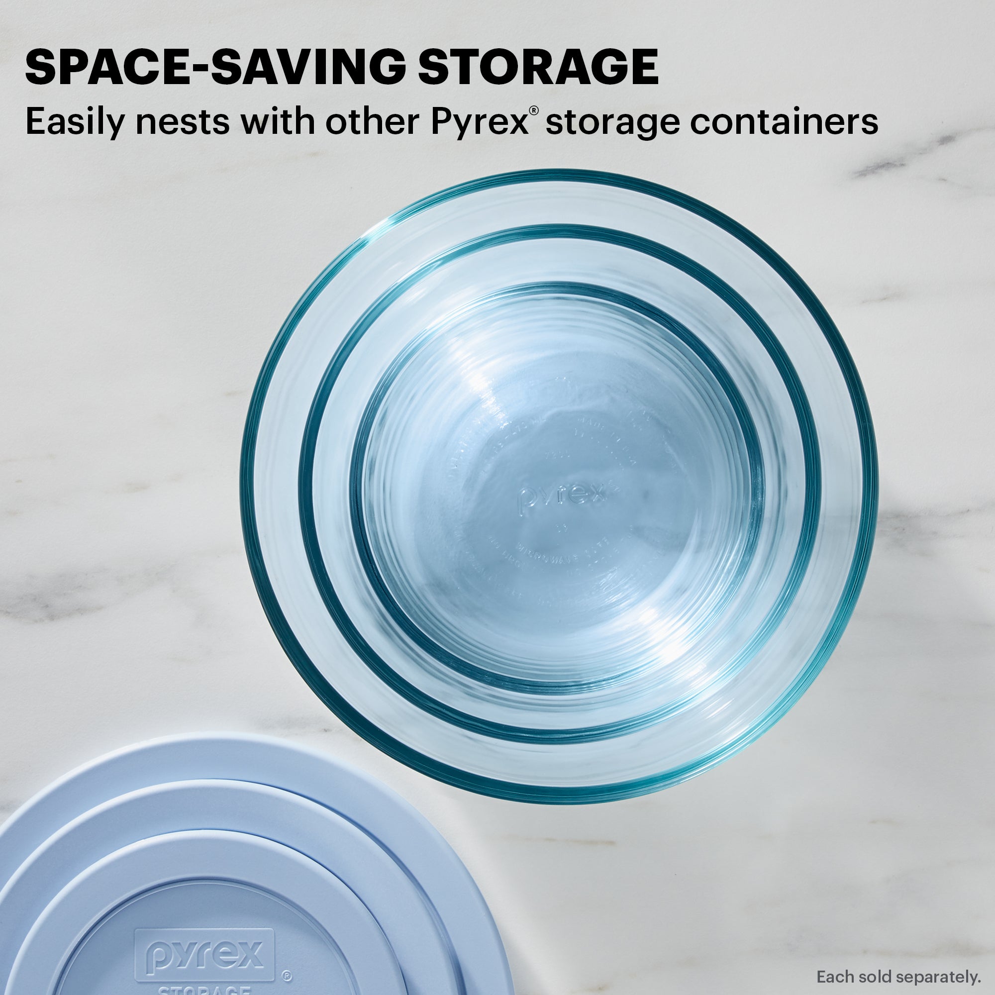 Pyrex® Simply Store® Tinted 2-cup Round Storage with Plastic Lid, Blue