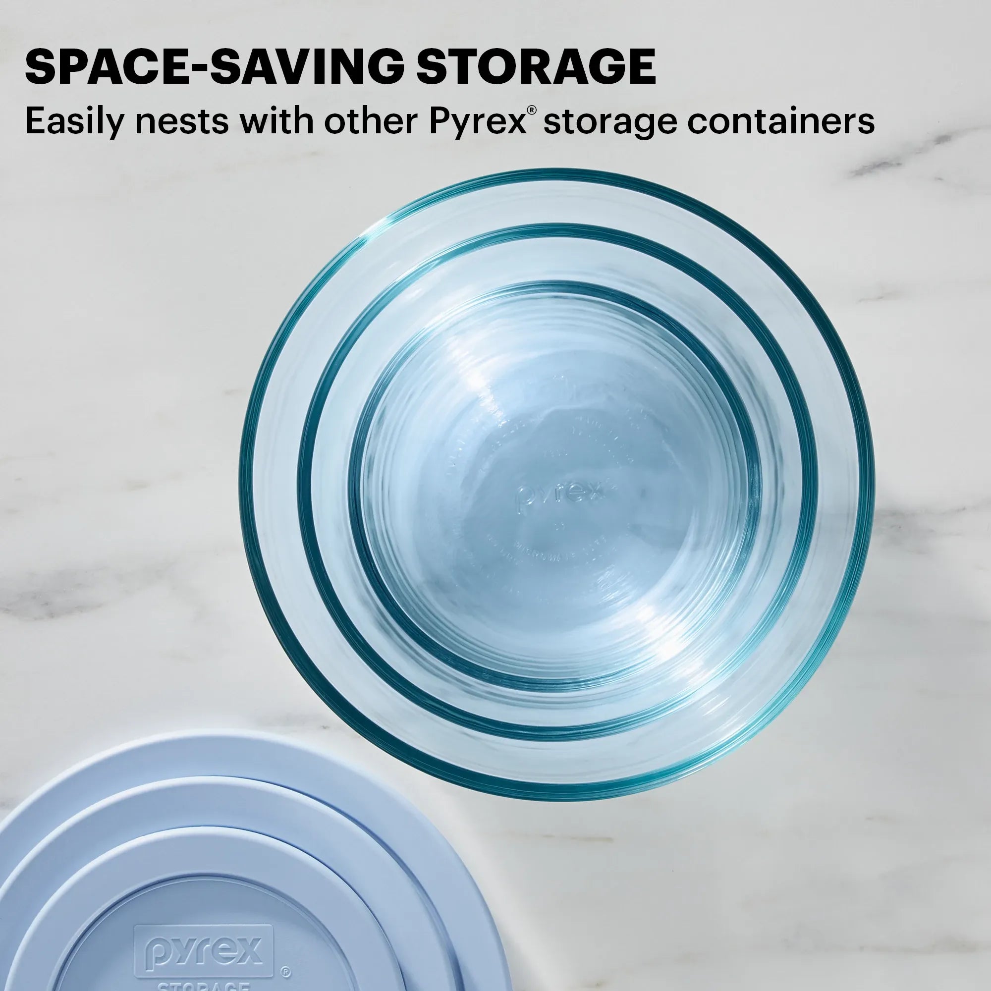 Pyrex® Simply Store® Tinted 6-piece Round Storage Set with Blue Plastic Lids