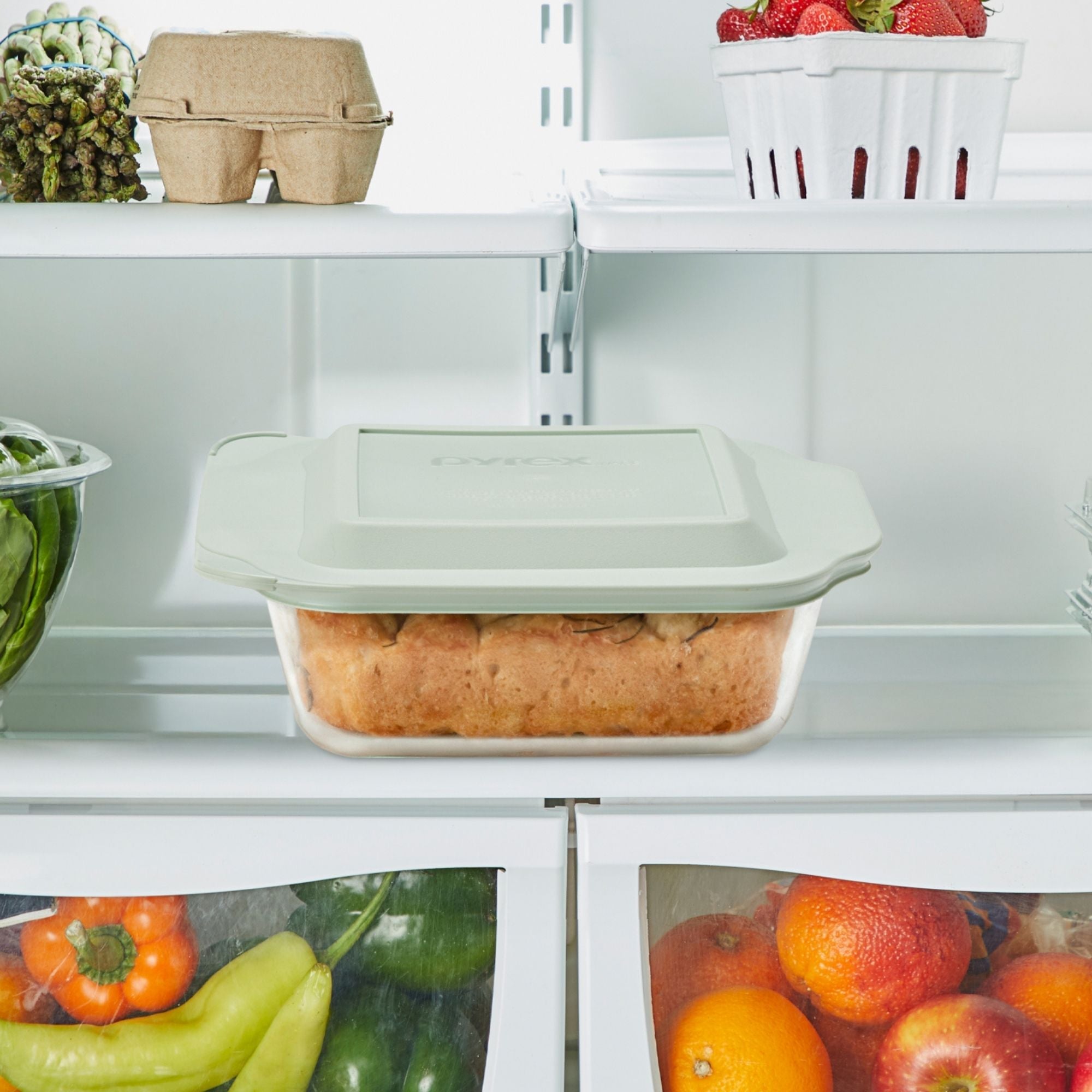 Pyrex® Deep 8" Square Glass Baking Dish with Sage Green Lid