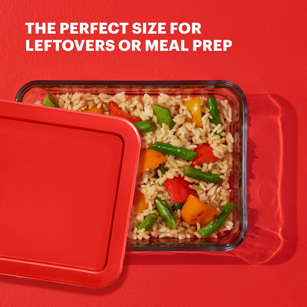 Pyrex® Simply Store® 3-cup Rectangular Glass Food Storage Container with Red Lid