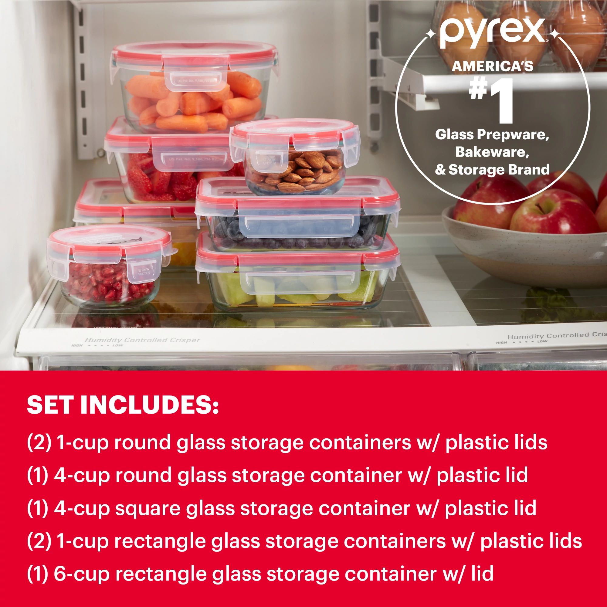 Pyrex® FreshLock™ 14-piece Mixed-Size Glass Storage Set