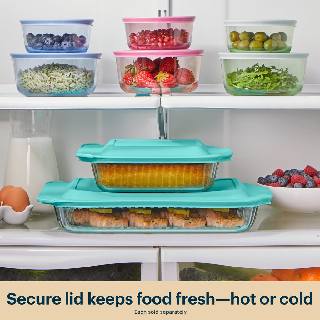 Pyrex® Sculpted Tinted Glass 8" Square Baking Dish with Lid, Aqua