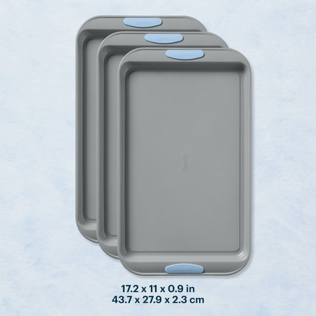 Pyrex® Metal Bakeware 3-Piece Large Cookie Sheet Set in Cerulean