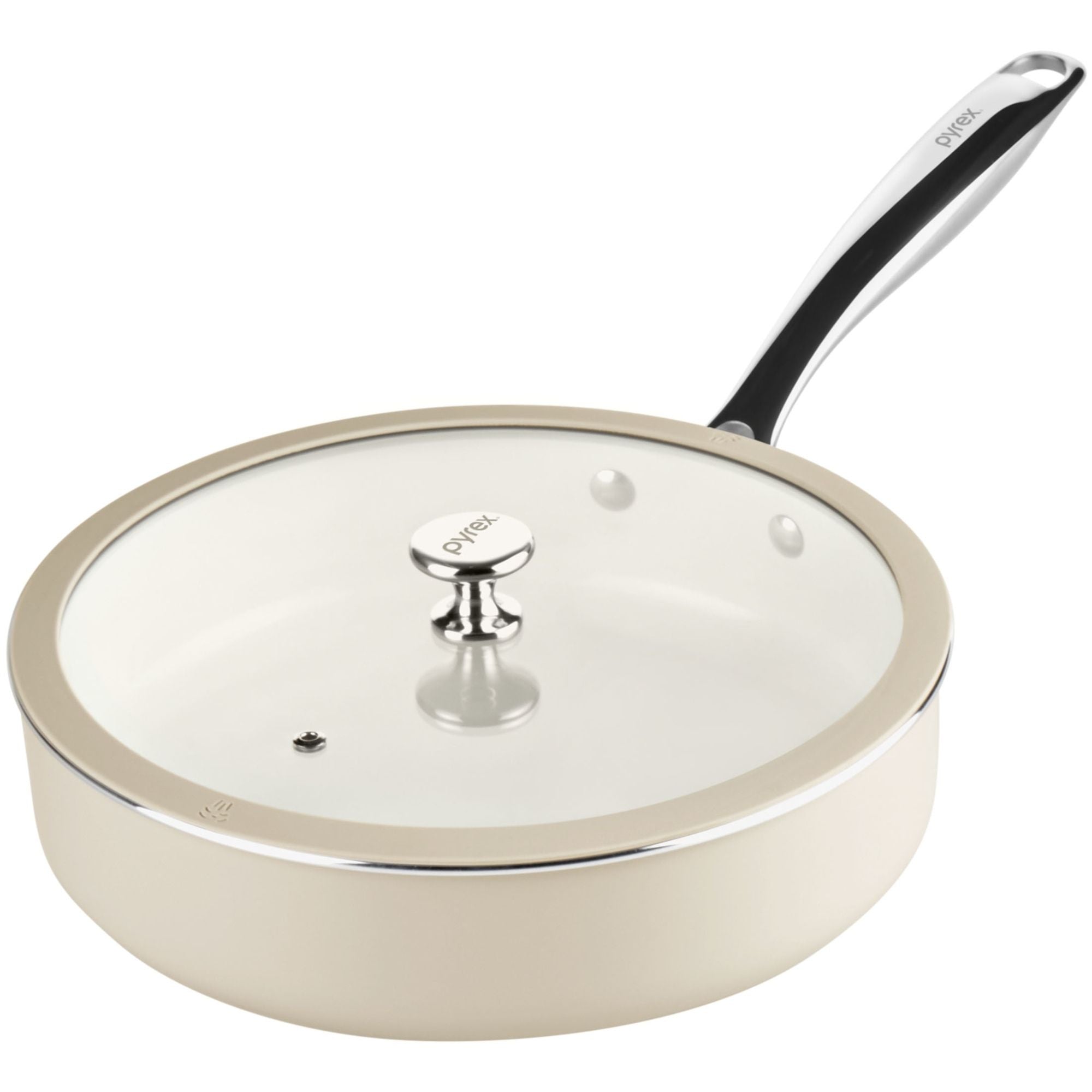 Pyrex® Ceramic Cookware 10.8-in/3.5qt Deep Fry Pan with Lid