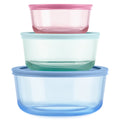 Pyrex® Simply Store® Tinted Glass Round Storage Containers, 6-pc Set, Mixed Colors
