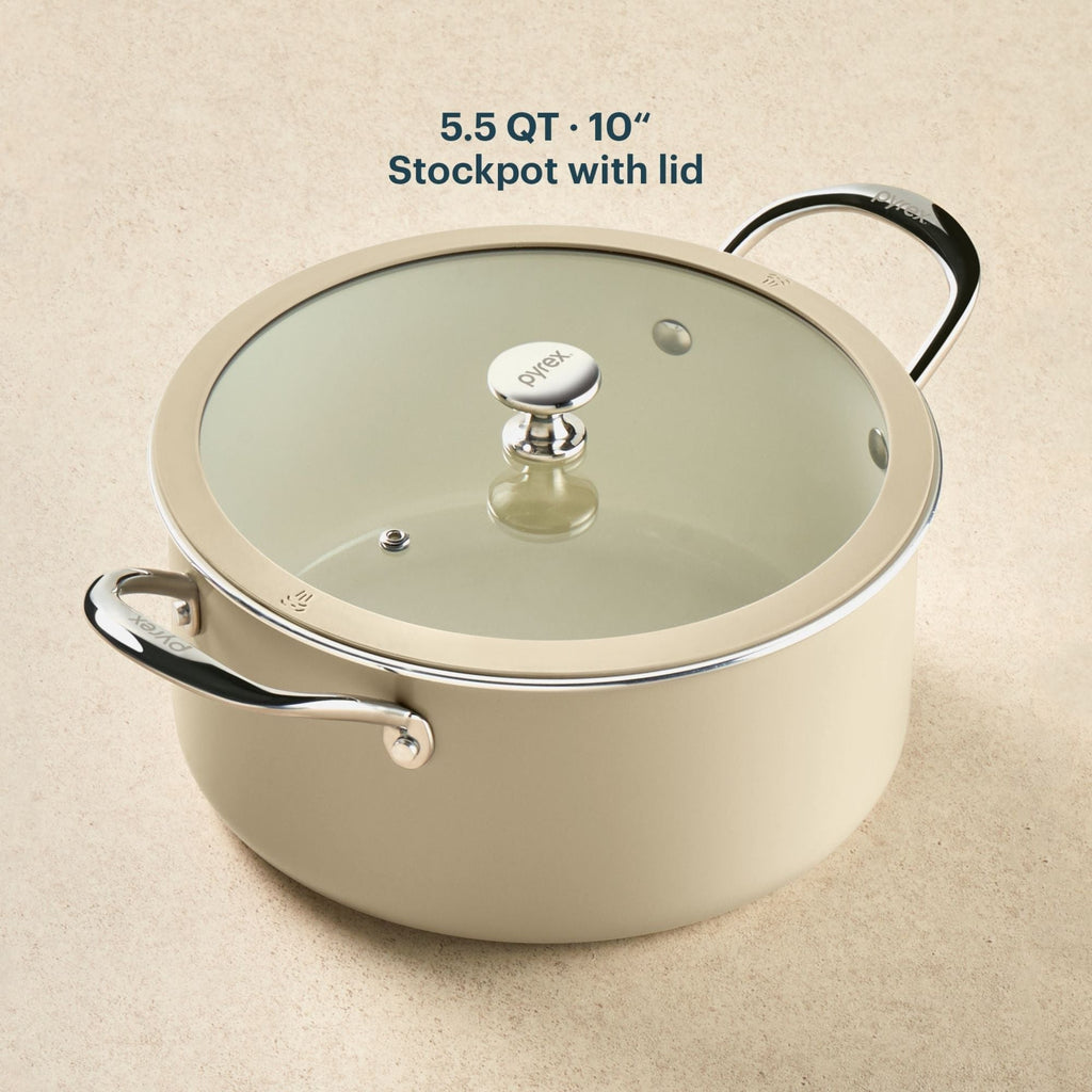 Pyrex® Ceramic Cookware 10-in/4.5qt Stock Pot with Lid