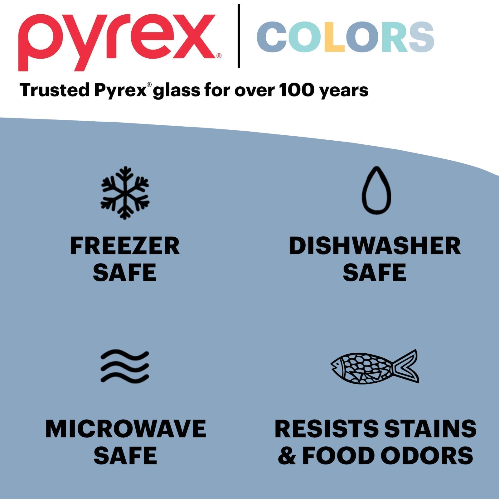 Pyrex® Simply Store® Tinted 7-cup Round Storage with Blue Plastic Lid