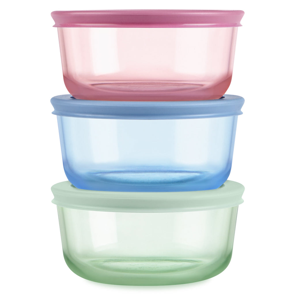 Pyrex® Simply Store® Tinted Glass 2-cup Round Storage Containers, 6-pc Set, Mixed Colors