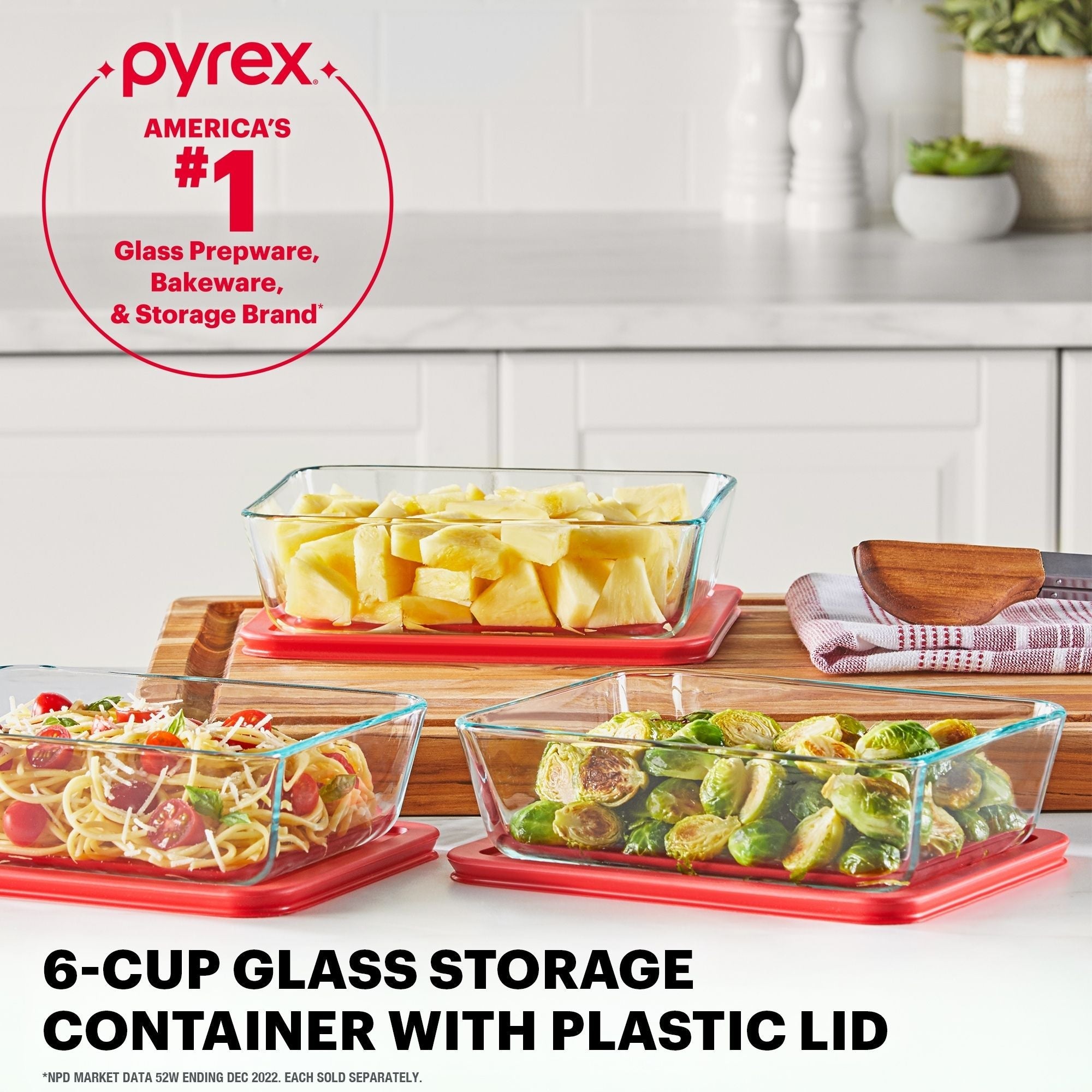 Pyrex® Simply Store® 6-Cup Rectangle Glass Storage with Plastic Lid