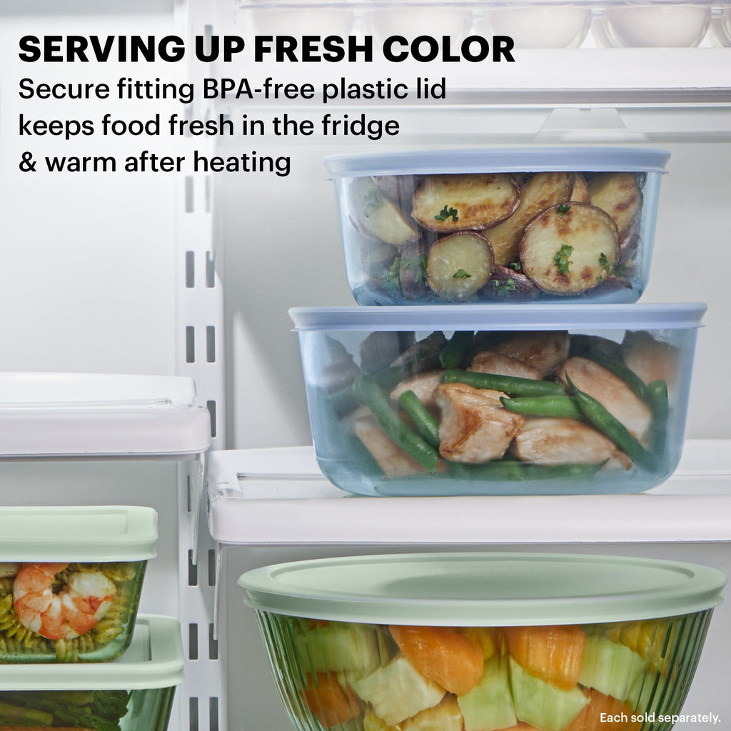 Pyrex® Simply Store® Tinted 10-piece Round Storage Set with Blue Plastic Lids