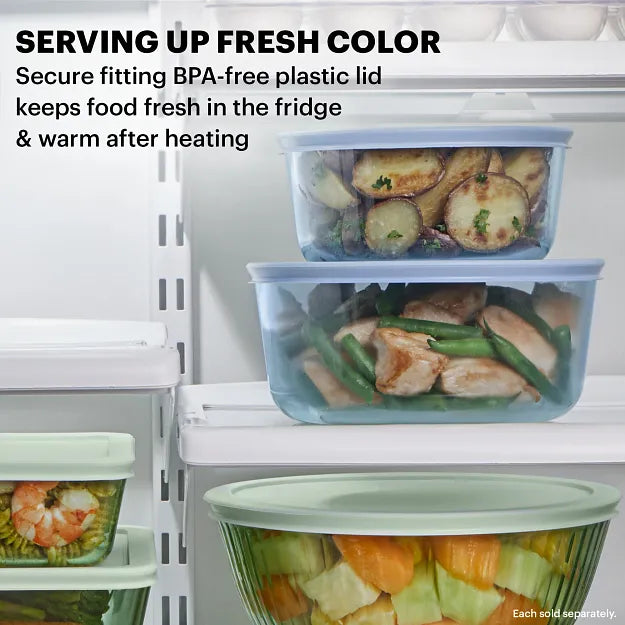 Pyrex® Simply Store® Tinted 7-cup Round Storage with Blue Plastic Lid