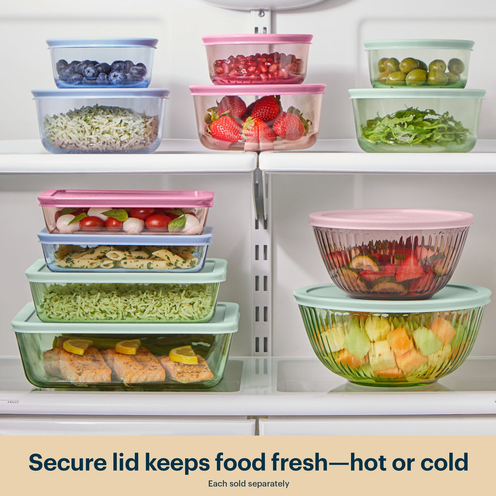 Pyrex® Simply Store® Tinted Glass 6-cup Rectangle Storage Container with Lid, Aqua